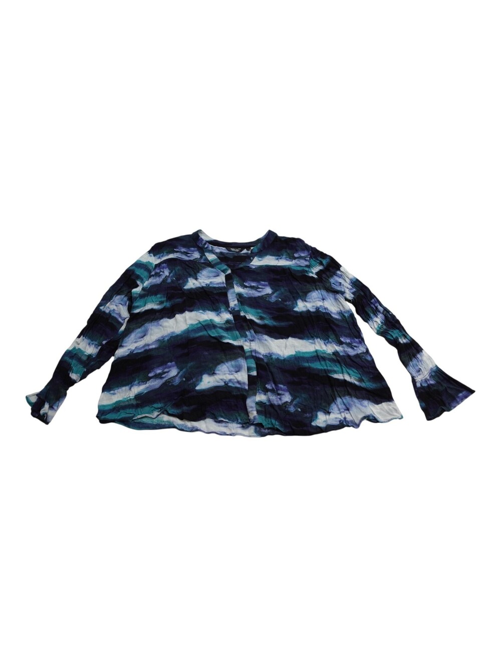Simply Vera Vera Wang Women's XL Blue Abstract Rayon Blouse